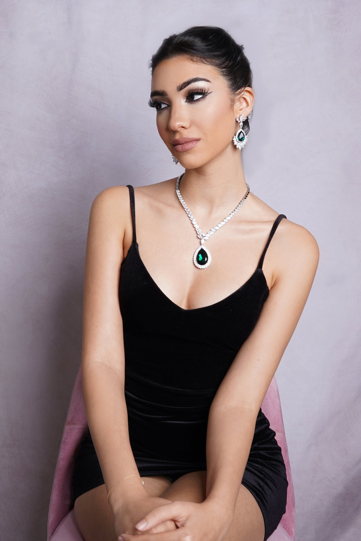 Rose Emerald Jewellery Set