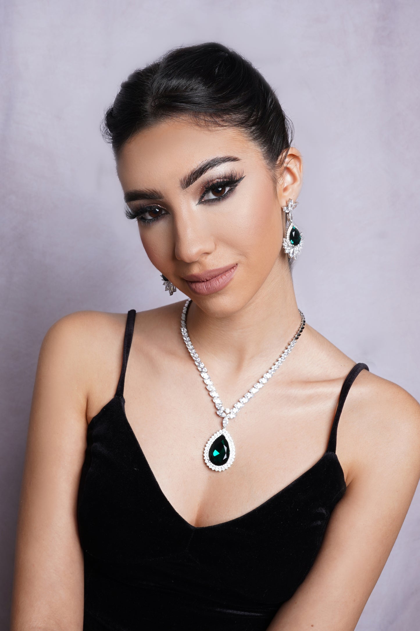 Rose Emerald Jewellery Set